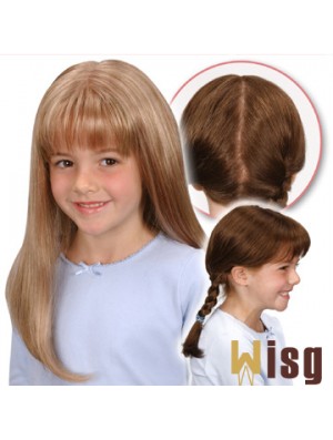 Monofilament Synthetic Long Blonde Straight Wigs For Kids UK