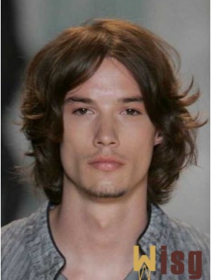 Auburn Lace Front Straight Chin Length Human Hair Men's Wigs