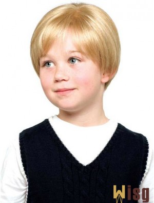 Straight Short Blonde Synthetic Lace Front Kids Wigs