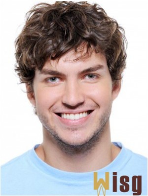 Wavy Synthetic Auburn Lace Front Short Hair Wigs For Men