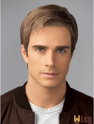 Straight Blonde Without Bangs 4 inch Wigs For Men