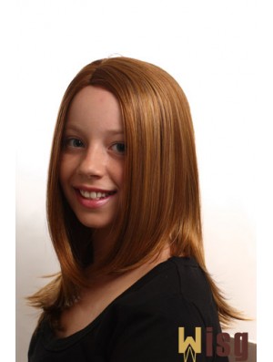 Straight Long Auburn Synthetic Capless Kids Wigs