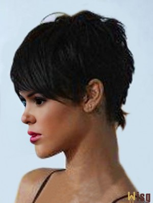 Popular Cropped Black Straight Capless  Wigs