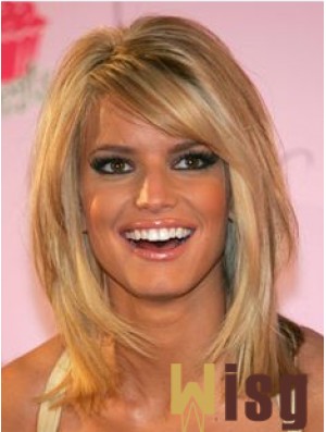 12 inch Stylish Blonde Shoulder Length Straight Bobs Jessica Simpson Wigs