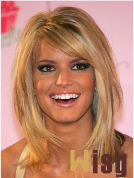 12 inch Stylish Blonde Shoulder Length Straight Bobs Jessica Simpson Wigs