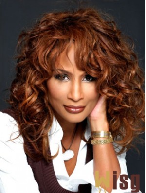 Auburn Long Wavy With Bangs Lace Front 16 inch Beverly Johnson Wigs