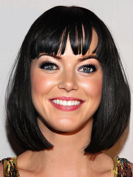 12 inch Gorgeous Black Chin Length Straight Bobs Katy Perry Wigs