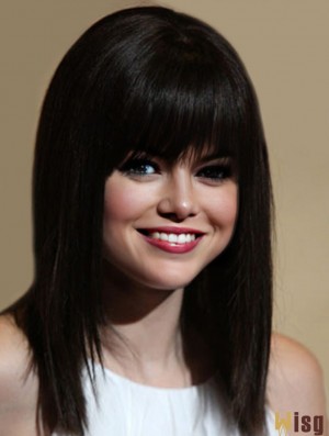 Hairstyles Black Shoulder Length Straight 12 inch With Bangs  Wigs