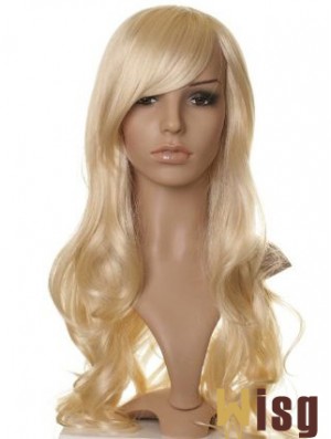 Designed Blonde Long Wavy With Bangs Celebrity Wigs