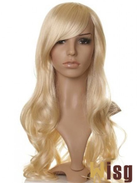 Designed Blonde Long Wavy With Bangs Celebrity Wigs