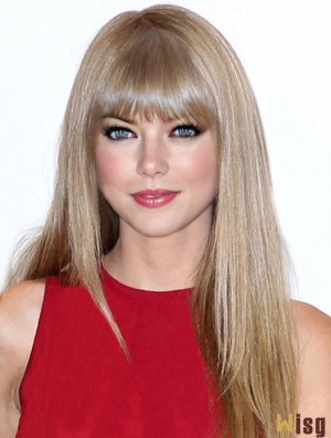 Capless With Bangs Straight Long Blonde Ideal  Wigs