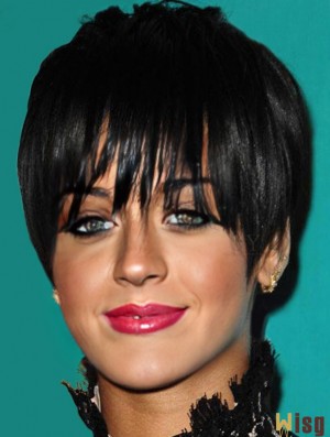 Suitable Cropped Black Straight Capless  Wigs