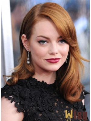 Discount Auburn Shoulder Length Wavy 16 inch Layered Emma Stone Wigs