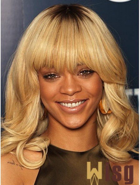 Blonde Wavy With Bangs Lace Front 14 inch Trendy  Wigs