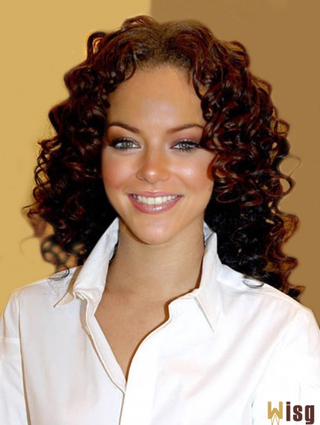 Best Shoulder Length Auburn Curly Capless  Wigs