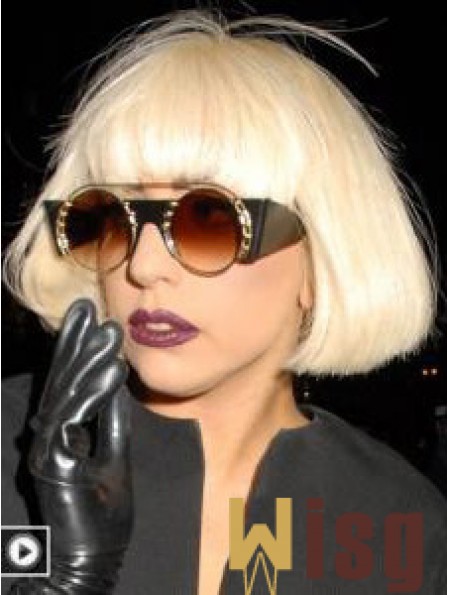 Lady Gaga Wigs UK Bobs Cut Blonde Color Straight Style