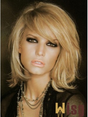 Jessica Simpson Wig Blonde Color Shoulder Length With Bangs