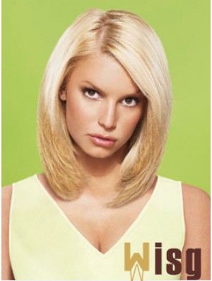 12 inch No-Fuss Blonde Short Straight Layered Jessica Simpson Wigs