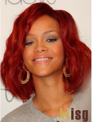 Red Wavy Without Bangs Lace Front 12 inch Stylish  Wigs