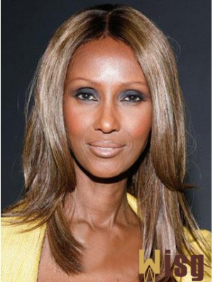 Shoulder Length Straight Lace Front Brown 16 inch Gorgeous Iman Wigs