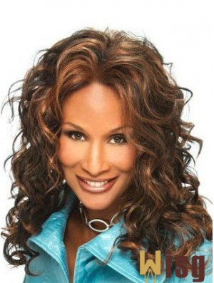 Brown Long Curly Without Bangs Lace Front 16 inch Beverly Johnson Wigs