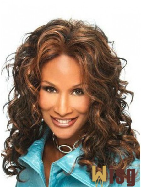 Brown Long Curly Without Bangs Lace Front 16 inch Beverly Johnson Wigs