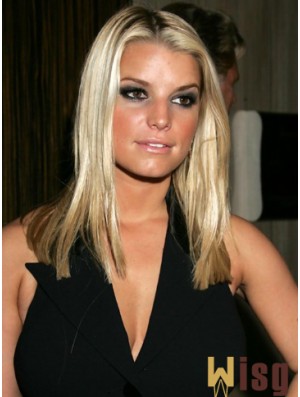 Straight Lace Front Without Bangs Long Blonde Suitable Jessica Simpson Wigs