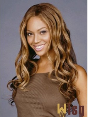 Brown Long Wavy Without Bangs Lace Front 22 inch  Wigs