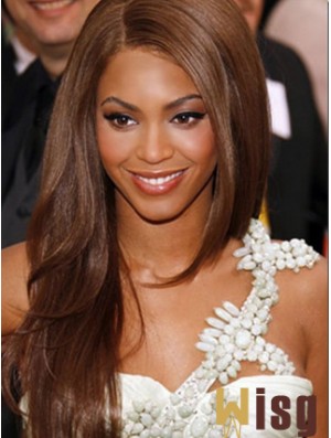 Brown Long Straight Without Bangs Lace Front 22 inch  Wigs