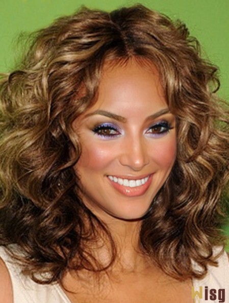 Brown Curly Without Bangs Lace Front 14 inch Soft Tyra Banks Wigs