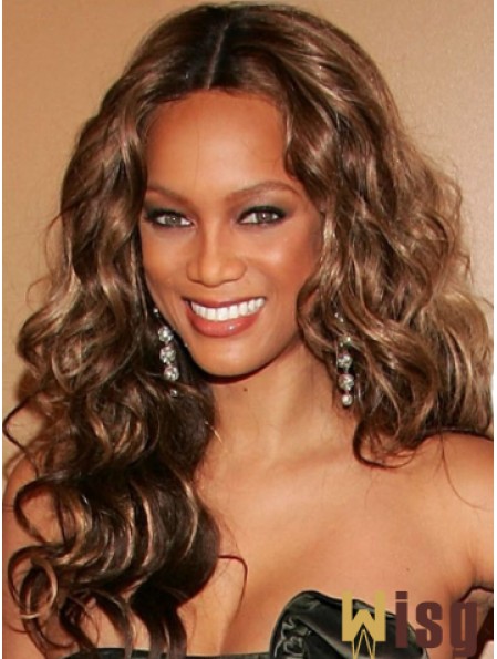 Brown Curly Without Bangs Lace Front 20 inch Perfect Tyra Banks Wigs