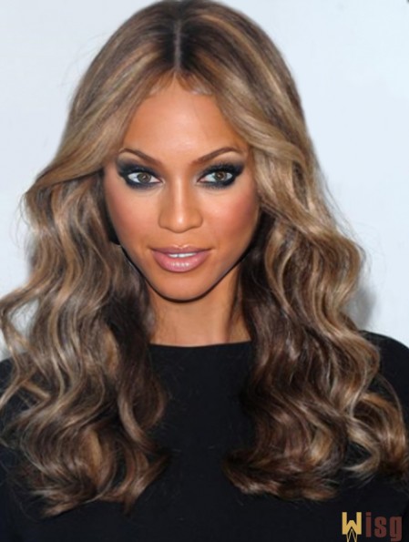 Brown Curly Without Bangs 100% Hand-tied 18 inch Amazing Tyra Banks Wigs