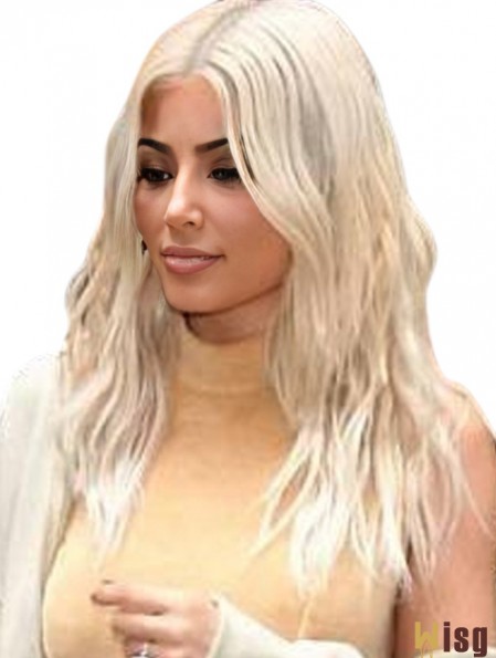 Blonde Long Lace Front 20 inch Wavy Remy Human Hair  Wigs