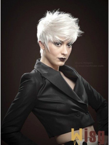 Mono Short Wigs With Remy Monofilament Boycuts Straight Style