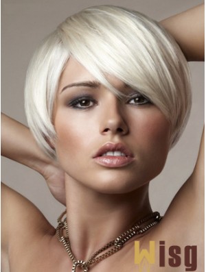 Capless Bobs Short Straight 8 inch Platinum Blonde Online Fashion Wigs