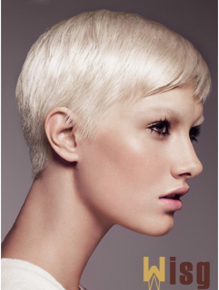 Capless Boycuts Short Straight 8 inch Platinum Blonde Fabulous Fashion Wigs