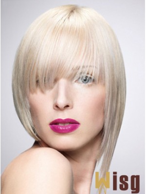 Monofilament Bobs Short Straight 10 inch Platinum Blonde New Fashion Wigs