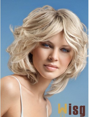 Full Lace Layered Chin Length Wavy 12 inch Platinum Blonde Cheap Fashion Wigs