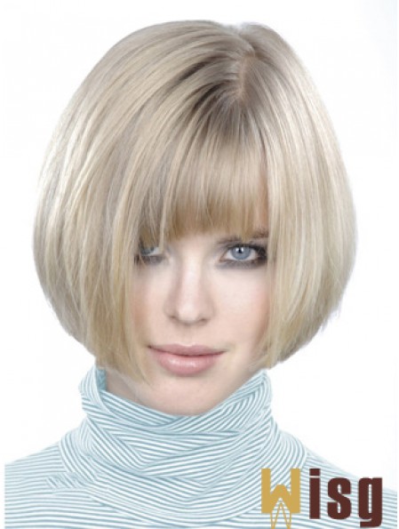 Monofilament Bobs Short Straight 10 inch Platinum Blonde Style Fashion Wigs