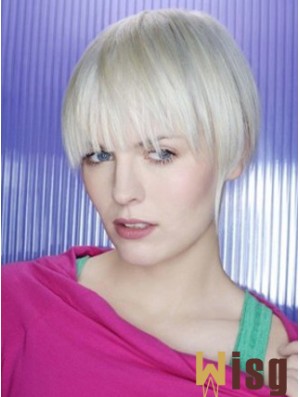 Capless Grey Short Straight 8 inch Beautiful Fashion Wigs