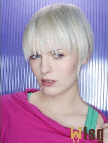 Capless Grey Short Straight 8 inch Beautiful Fashion Wigs