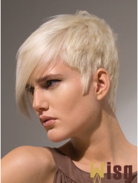 Capless Boycuts Short Straight 8 inch Platinum Blonde Stylish Fashion Wigs