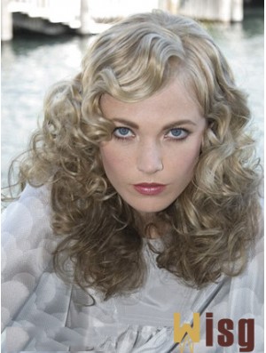 Lace Front Grey Shoulder Length Curly 16 inch Durable Fashion Wigs