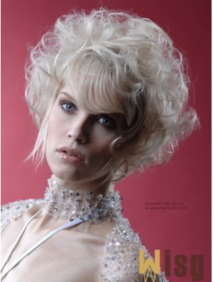 Monofilament Grey Short Curly 10 inch Platinum Blonde Perfect Fashion Wigs