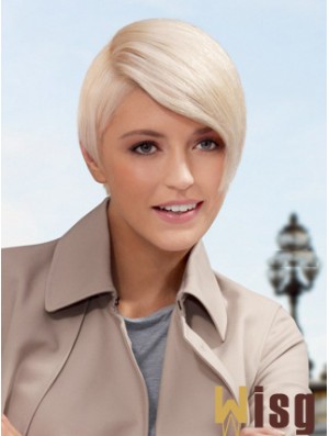 Lace Front Boycuts Short Straight 8 inch Platinum Blonde Style Fashion Wigs