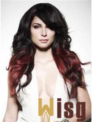 Stylish Ombre/2 Tone Long Wavy With Bangs 22 inch Human Lace Wigs