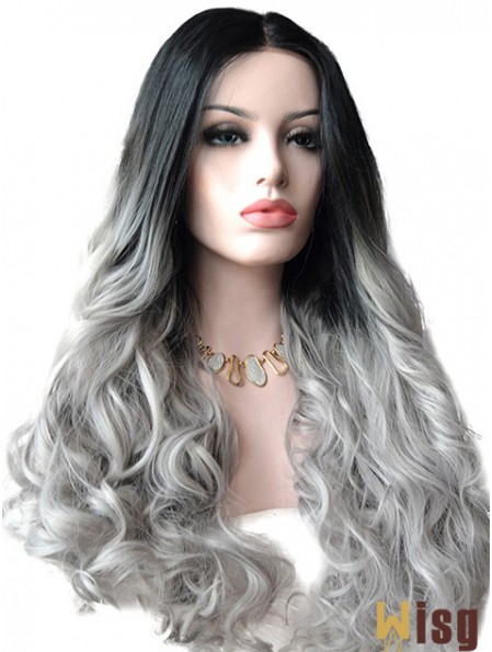 22 inch Ombre/2 Tone Long Without Bangs Wavy Durable Lace Wigs