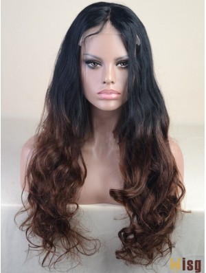 Long Wavy Without Bangs Full Lace 24 inch Modern Black Women Wigs