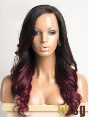 Long Ombre/2 Tone Wavy Without Bangs Ideal African American Wigs