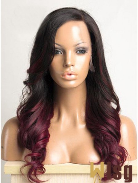 Long Ombre/2 Tone Wavy Without Bangs Ideal African American Wigs